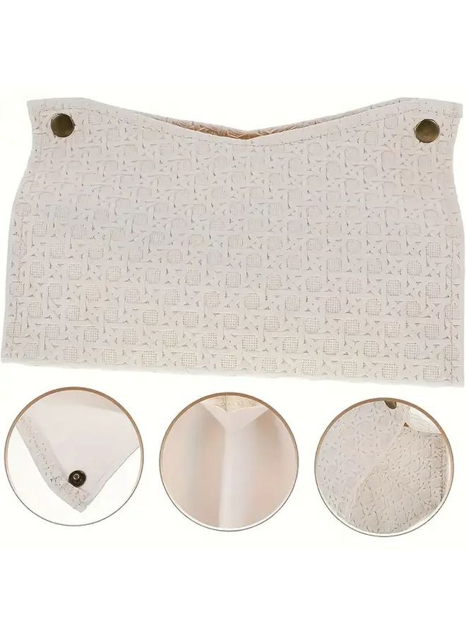Beige Modern Woven Plastic Tissue Box Cover For Living Room Bathroom Office - Image 3